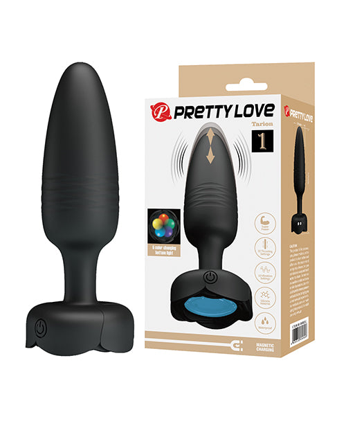 Pretty Love Tarion Thrusting Butt Plug w/Multi Color Bottom Light - Black