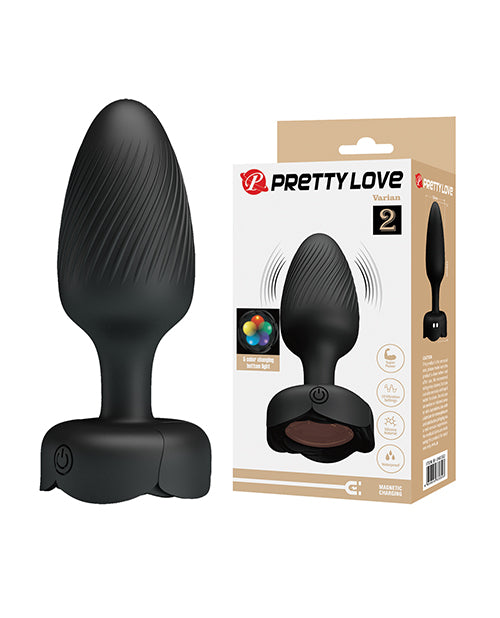 Pretty Love Varian Large Butt Plug w/Multi Color Bottom Light - Black