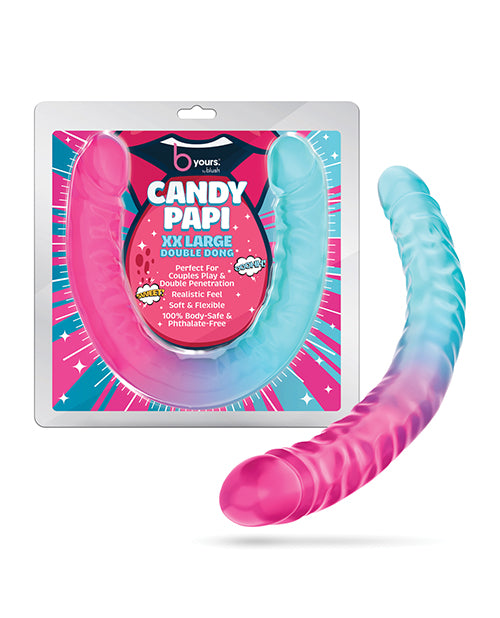 Blush B Yours 18" XX Large Double Dong Candy Papi - Multi Colors