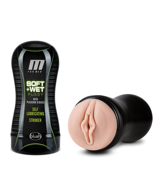 Blush M for Men Soft & Wet Pussy with Pleasure Ridges Self Lubricating Stroker - Vanilla