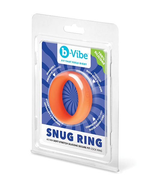 b-Vibe Snug Ring 40 mm Soft Stretch Silicone Secure Fit Cock Ring - Orange