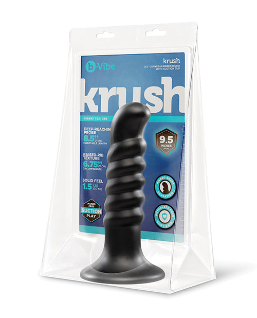 b-Vibe Krush 9.5 Inch Curved & Ribbed XXL Dildo with Suction Cup