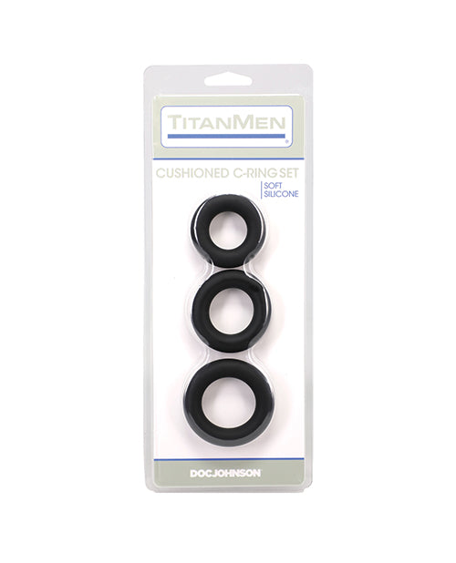 TitanMen Cushioned C-Ring 3 pc Silicone Set - Black