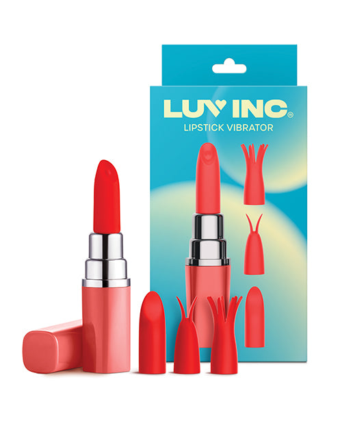 Luv Inc. Lipstick Vibrator w/4 Heads - Coral