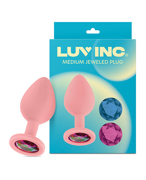 Luv Inc. Jeweled Silicone Butt Plug w/Three Stones - Medium Light Pink