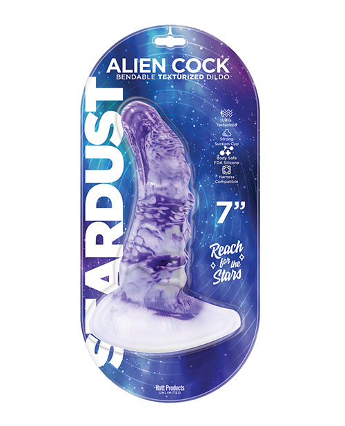 Stardust Alien Cock Silicone Textured 7" Dildo - Purple