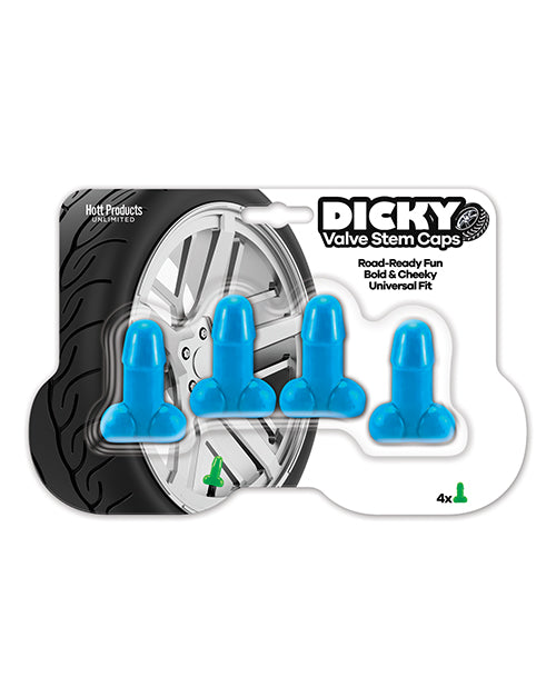 Dicky Valve Stem Caps - Blue 4 Pack