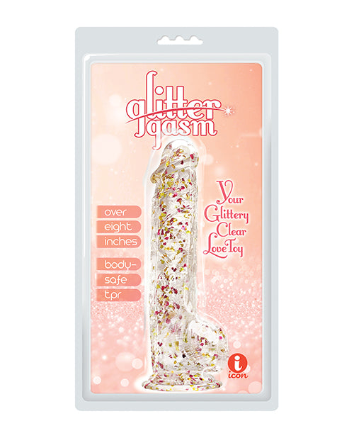 Glittergasm 8.5" Ballsy Dildo - Red/Gold/Orange