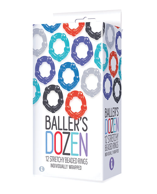 The 9's Baller's Dozen Beaded 12 pc Cockring Set - Asst. Colors