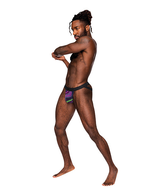 Galactic Sheer Poly Spandex Strappy Ring Jock Multi Color S/M