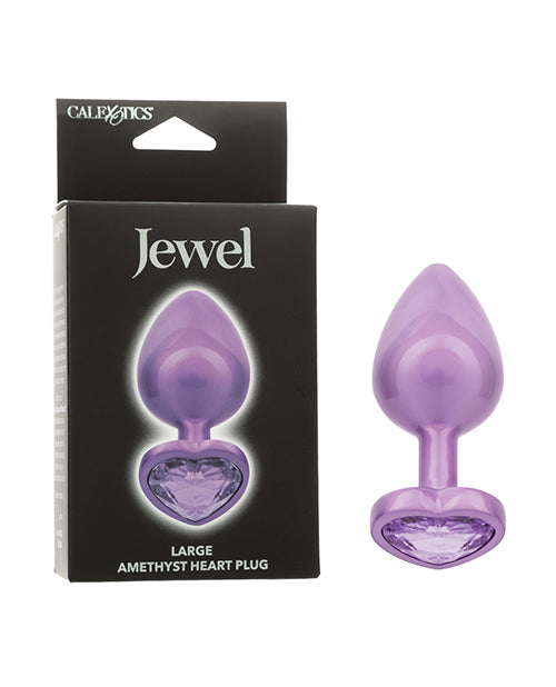 Jewel Amethyst Heart Butt Plug - Large, Purple
