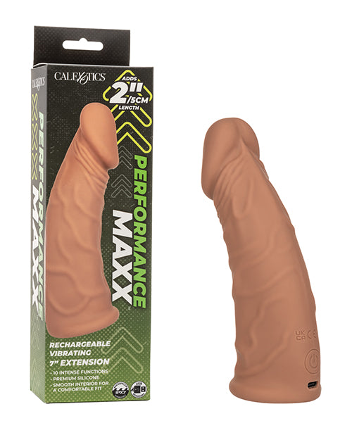 Performance Maxx 7" Vibrating Penis Extension - Brown