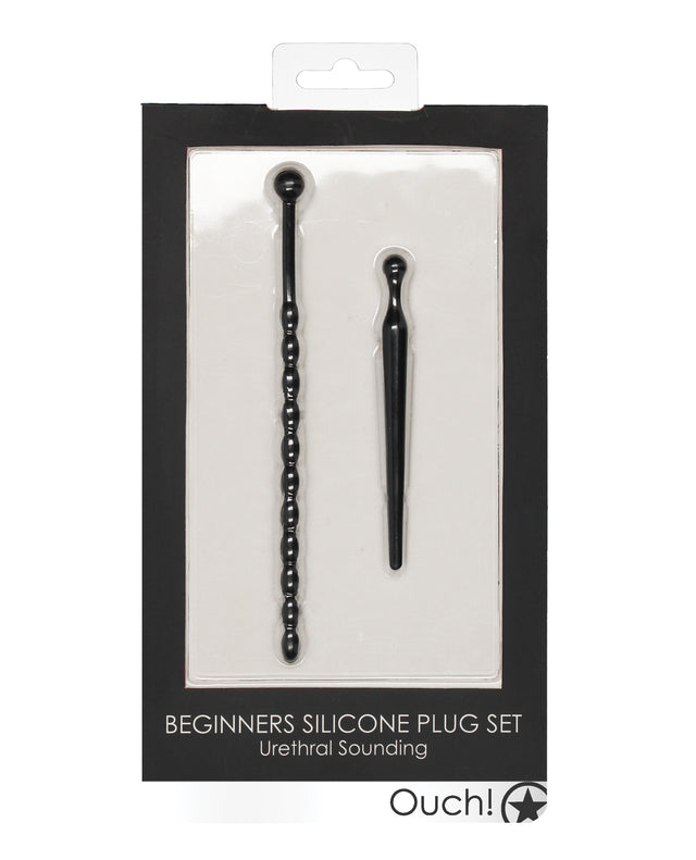 Shots Ouch Urethral Sounding Beginner's Silicone Plug Set - Black