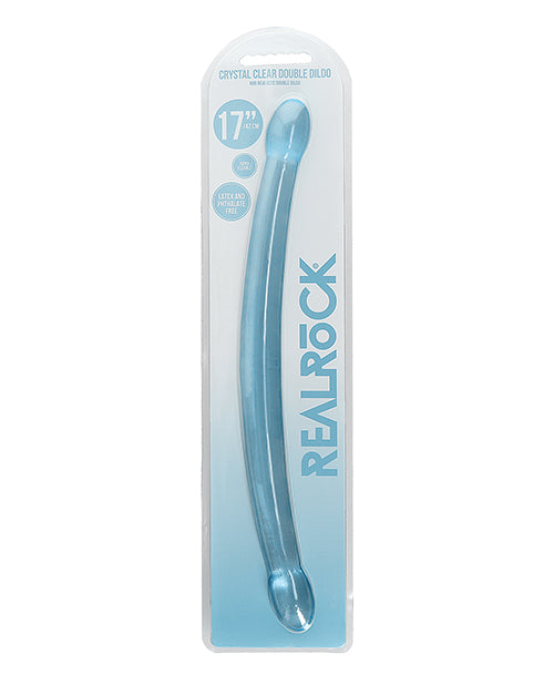 Shots RealRock Crystal Clear 17" Double Dildo - Blue