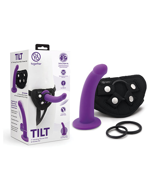 Together Tilt 6.5 Vibrating Silicone Dildo & Harness Set