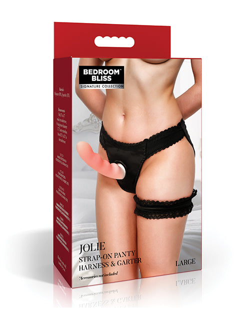 Bedroom Bliss Jolie Strap-On Panty Harness & Garter - Large